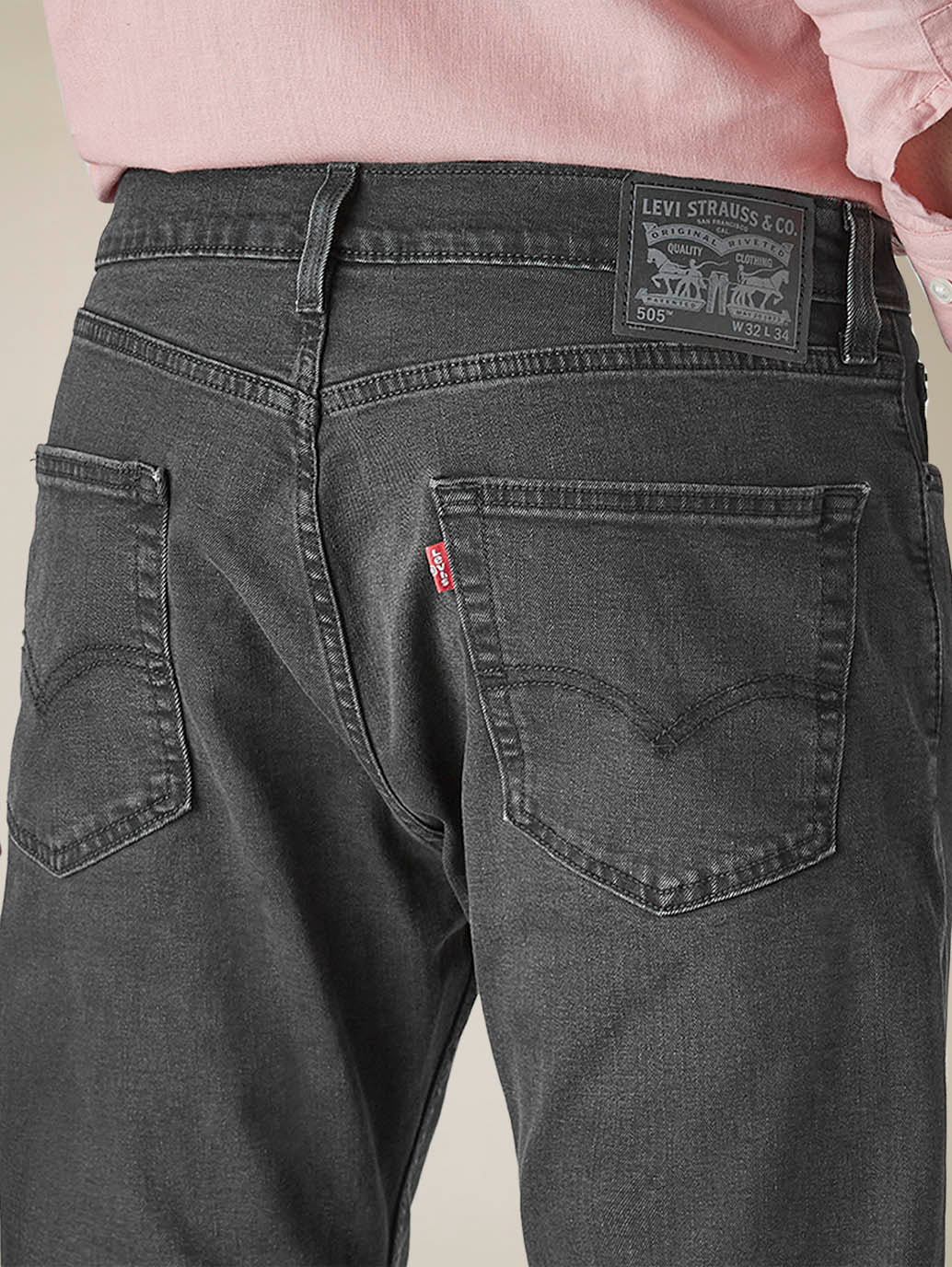 Men's 505 Charcoal Grey Straight Fit Mid Rise Jeans - 图片 5
