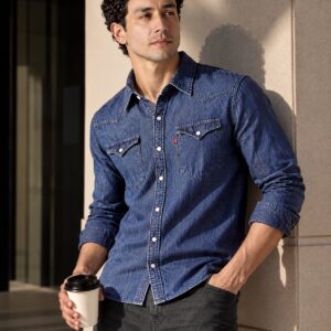 Men's Solid Slim Fit Denim Shirt
