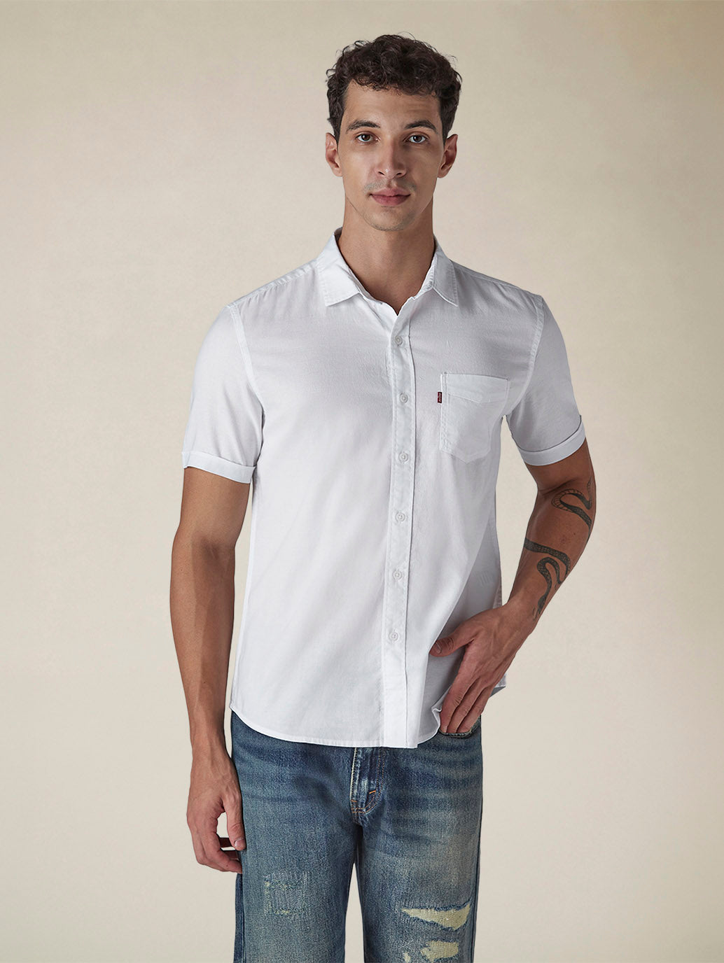 Men's Solid Button Down Collar Slim Fit Oxford Shirt - 图片 3